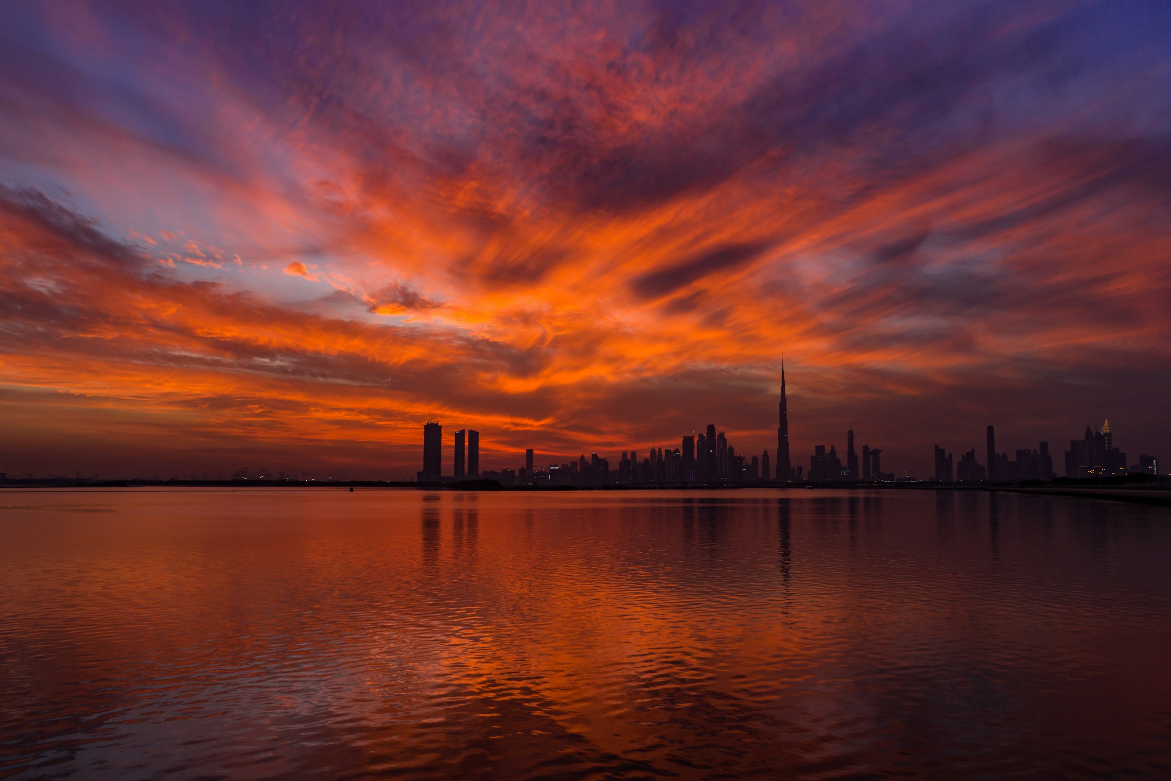 Dubai skyline at sunset