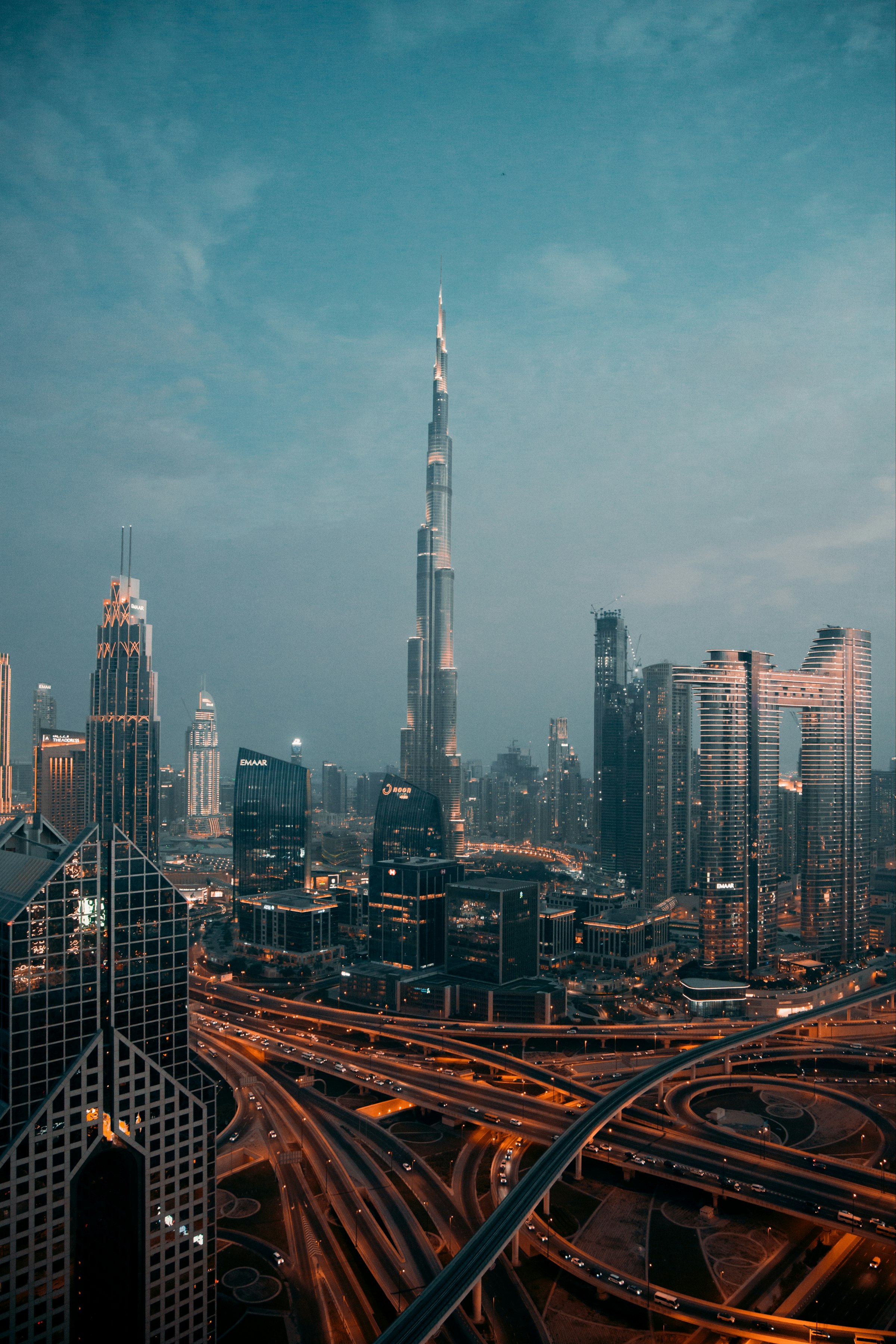 Burj Khalifa skyline at dusk, Dubai